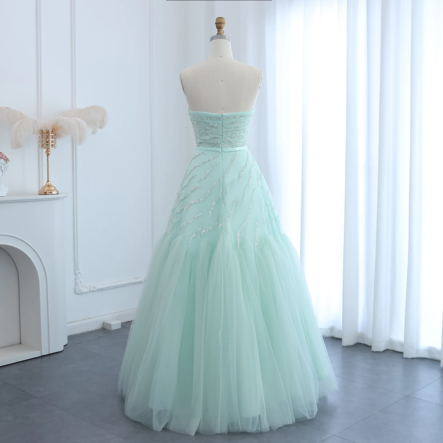 Sharon Said Elegant Strapless Sage Green Arab Evening Dress Women Wedding  Luxury Beaded Dubai Formal Party Gown SS483 Customized - AliExpress 320