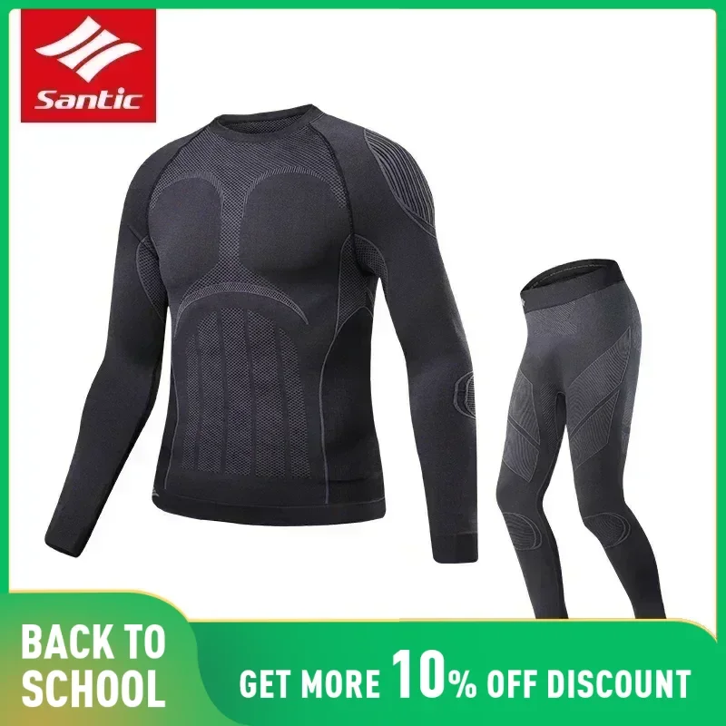 Cycling Men's Thermal Underwear Suit Winter Seamless Keep Warm Riding Clothing Sports Running Long Sleeve Asian Size Santic