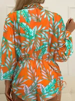 Maillot de bain trois pièces imprimé sexy pour femme, taille haute, avec cordon de serrage 5