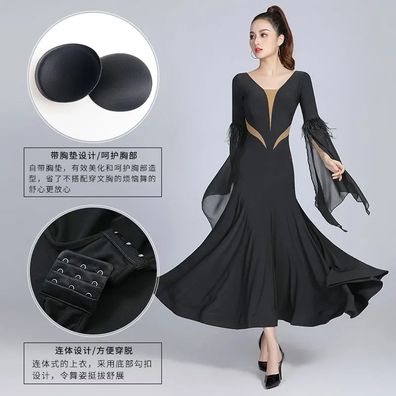 Newest Women Ballroom Dance Dress Waltz Adult Modern Ball Costumes Tango Rumba Clothing ZY32-1
