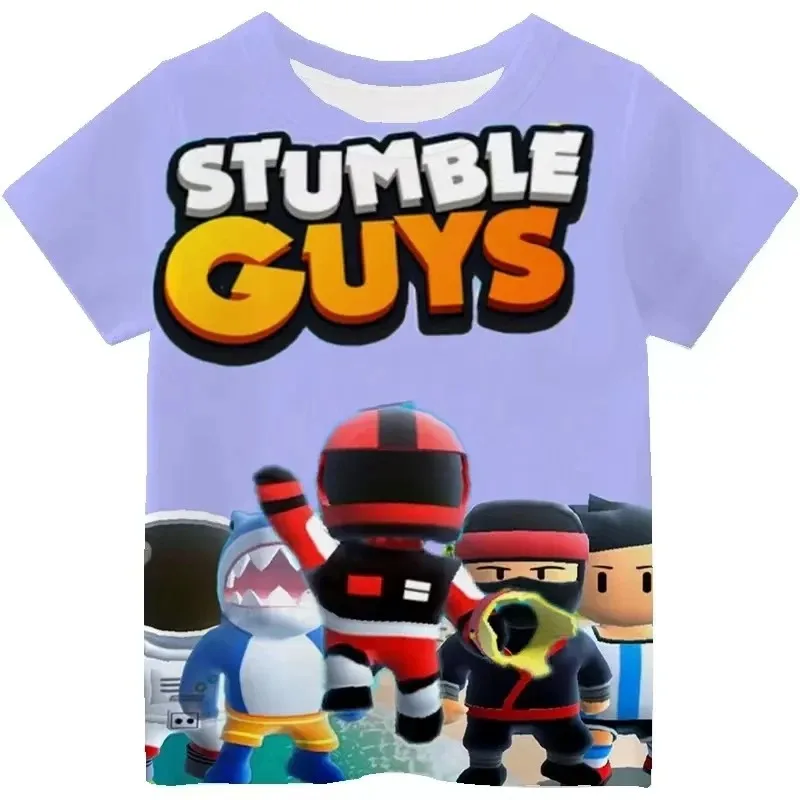Stumble Guys Kids T-shirts Games Short Sleeve Tops Casual Y2k Girl Boy Clothes T-shirt Kids Korean Version Round Neck Loose Tee