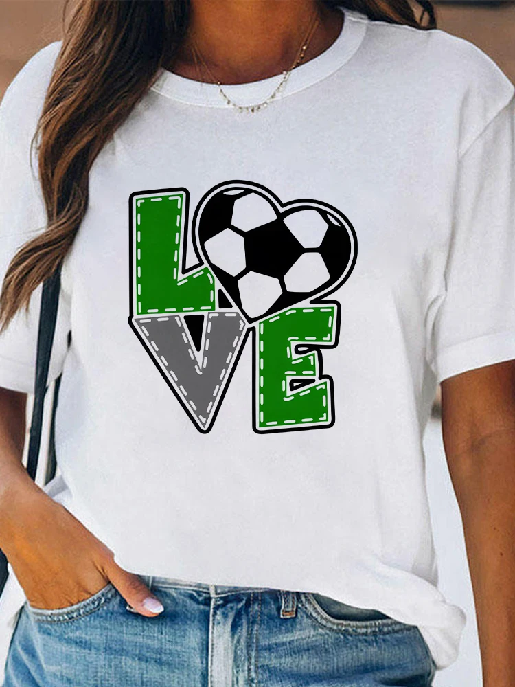 

Love Football Graphic Print T-Shirts Love Soccer Harajuku Short Sleeve Female Top Brazilian Selection T-shirt 2022 Women Clothes