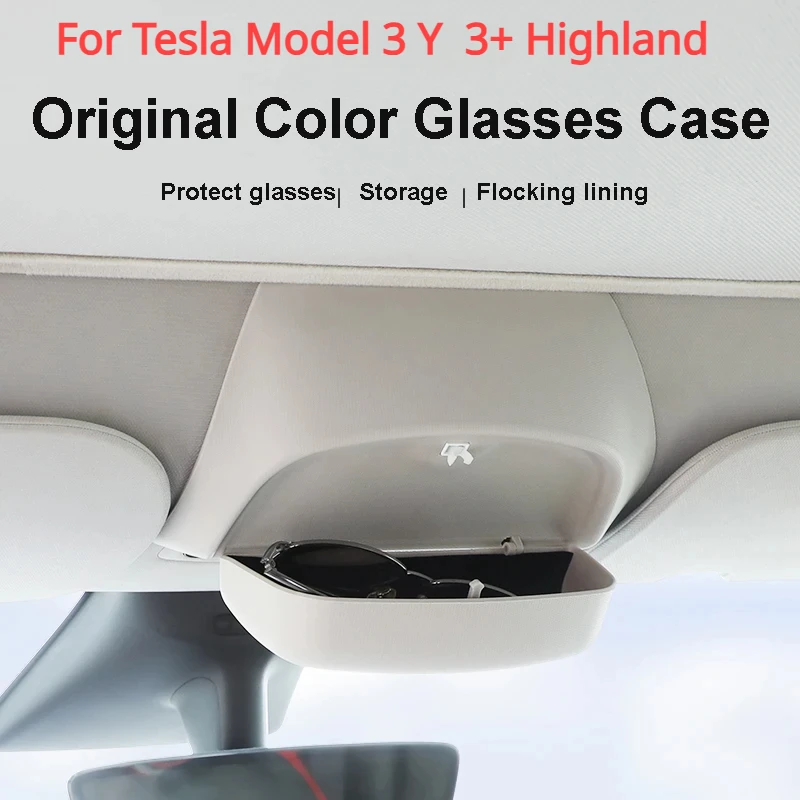 Car Glasses Box for Tesla Model 3 Y And 3+ Original Design Sunglass Sun Visor Clip Card Storage Modely New Model3+ Highland 2024