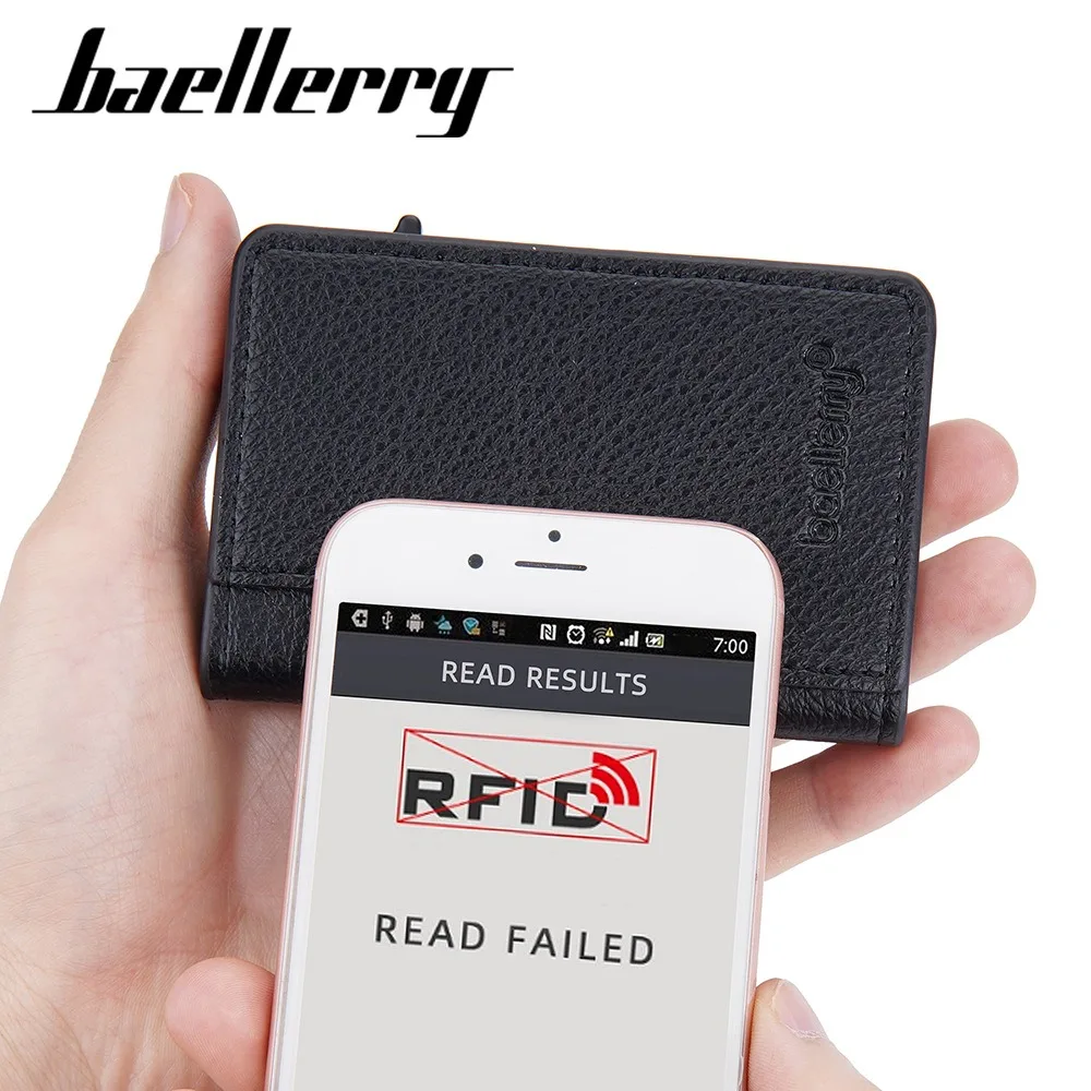New Baellerry Slide Mechanism Card Case for Men, Aluminum Automatic Pop-Up RFID Shielding Wallet