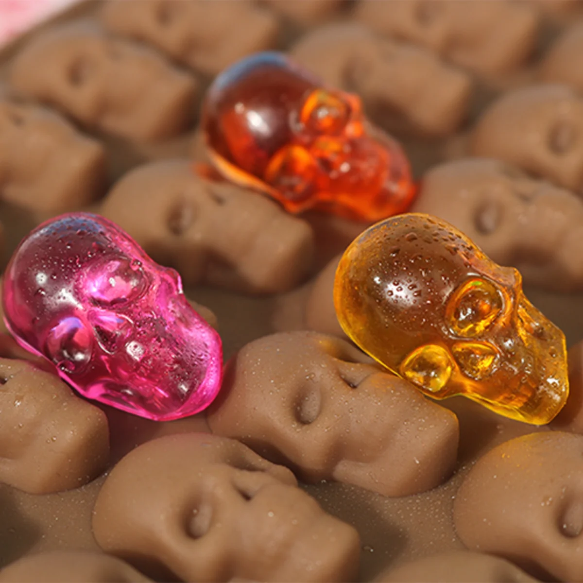 Moules à Chocolat Halloween En Silicone - 2 Pièces Forme Crâne/Tête De Mort - Pour Bonbons, Gelée, Glaçons | Noir
