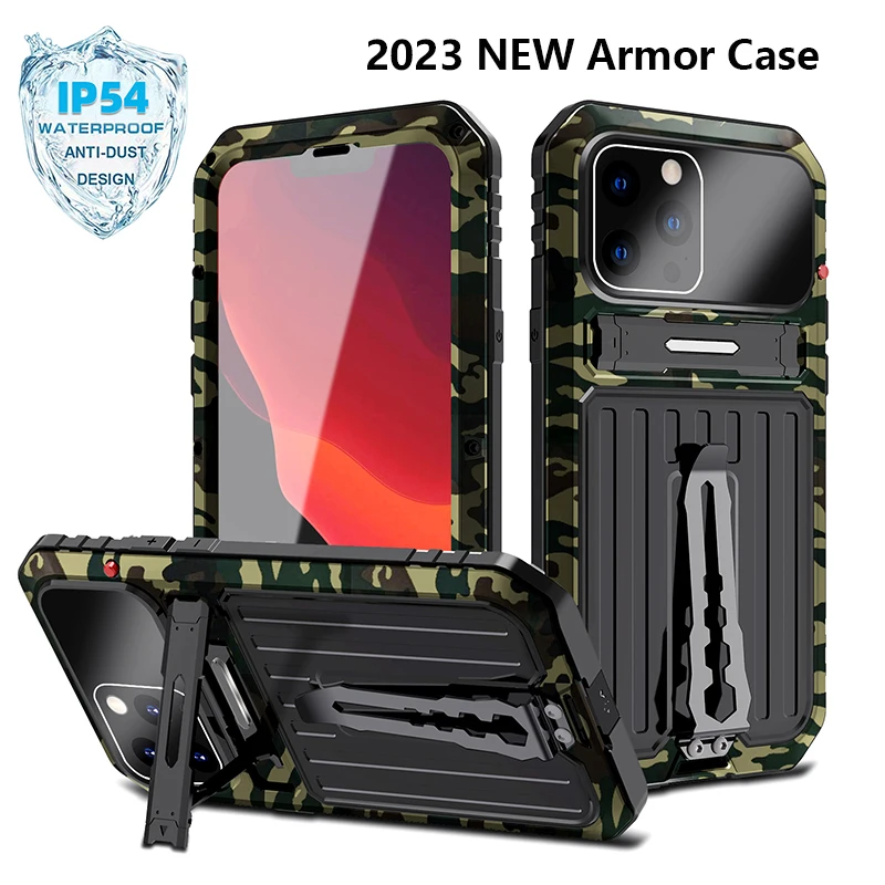 

Z-SHOW Armor Case For Iphone Apple 14 13 12 Pro Max Case 360 Full Protection Waterproof Cover With Bracket Lens Glass Phone Case