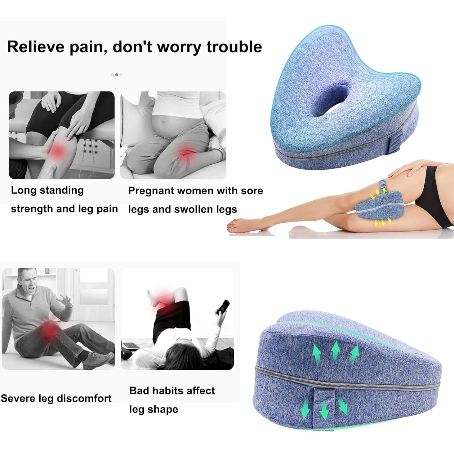 Leg Pillow Body Memory Cotton Home Foam Sleeping Orthopedic Pain Relief