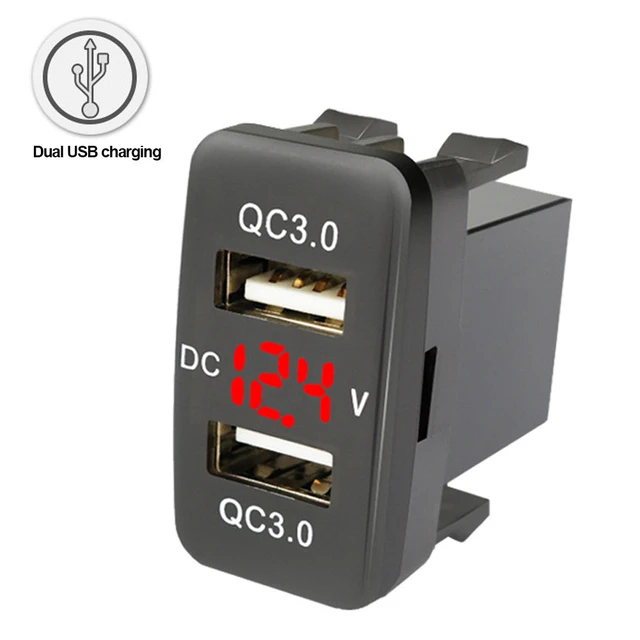 36W Schnelle Auto Ladegerät QC 3,0 Dual Port 12-24V USB Ladegerät Buchse  Handy Wasserdichte USB adapter Voltmeter Für Toyota - AliExpress