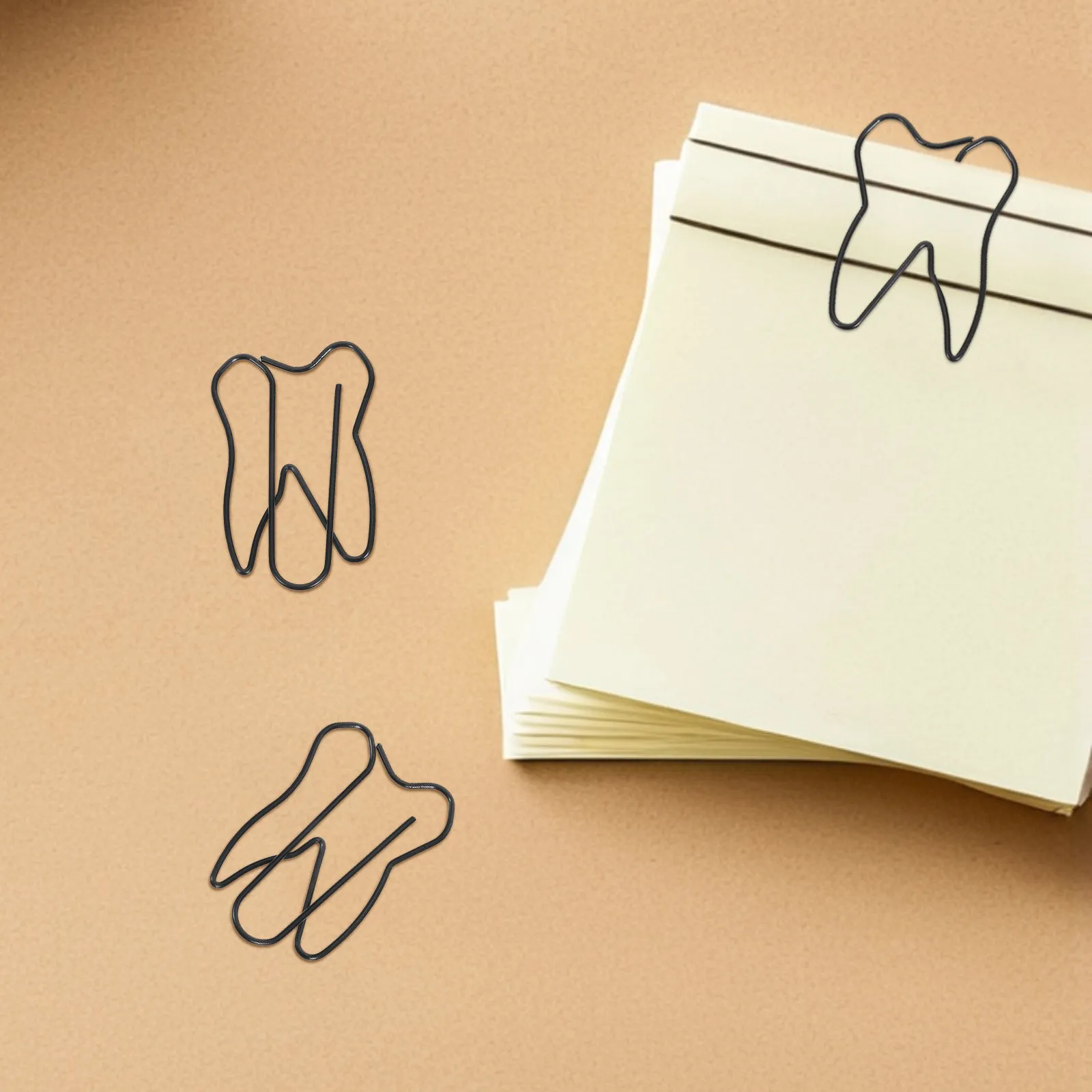 100Pcs 검은 종이 클립 치아 모양 사무실 문서 용 크리 에이 티브 클립 노트 학생 문구 치아 종이 클립