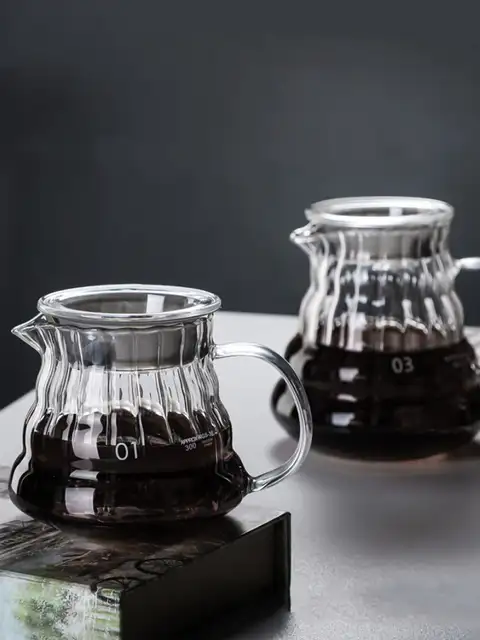 Leeseph Glass Coffee Carafe Standard Coffee Server for Pour Over Coffee Maker Clear Coffee Pot with Lid 360ml/600ml/800ml 6