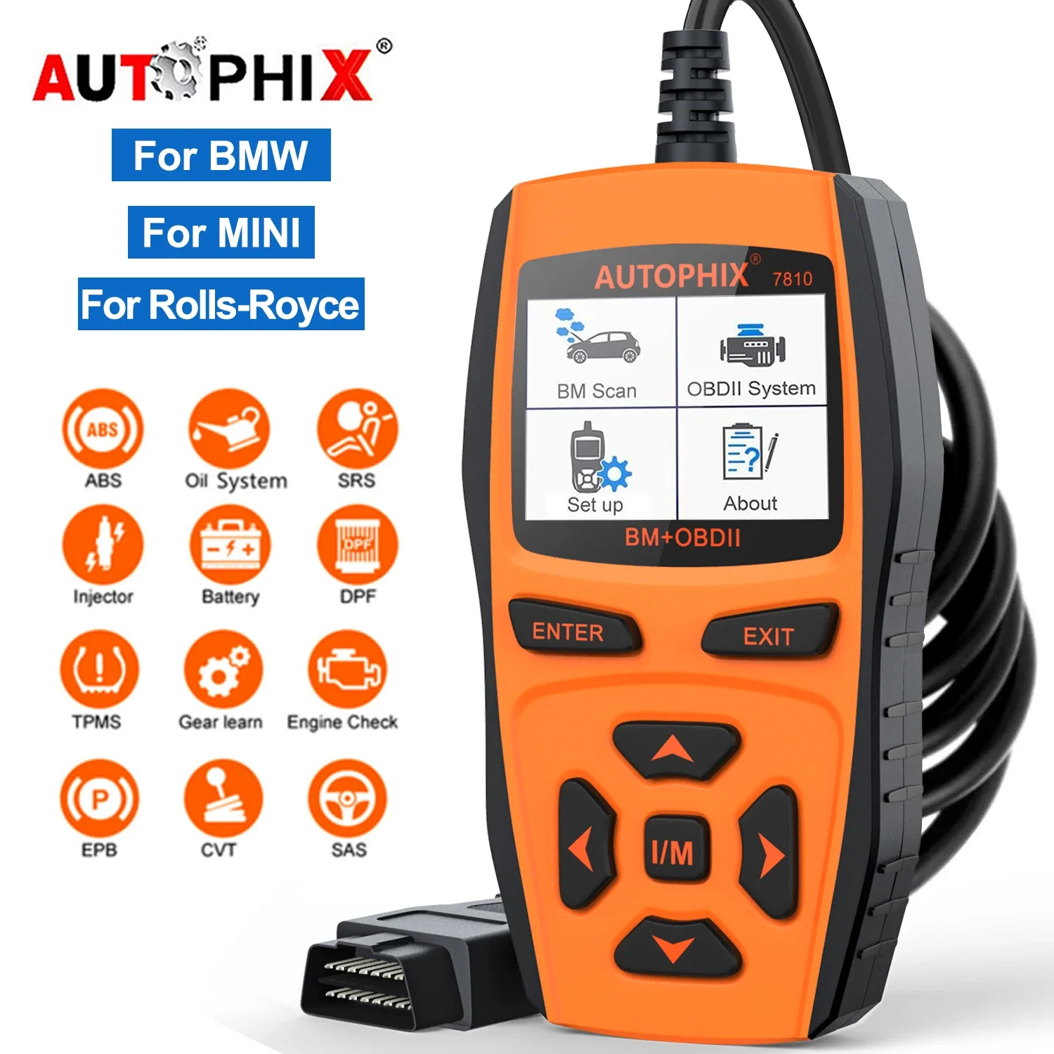 Автосканер 7810 для BMW Full Systems OBD2, считыватель кодов, диагностический сканер SRS EPB SAS Oil D.PF, сброс, регистрация аккумуляторов