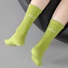 1/4Pair Cotton Breathable Mid-calf Yoga Socks Solid Color Anti-slip Women Sports Socks Pilates Socks Dance Fitness Training Sock 4