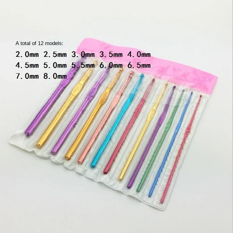 14PCS Aluminum Crochet Hooks Knitting Needles Craft Yarn  2.0mm/2.5mm/3.0mm/3.