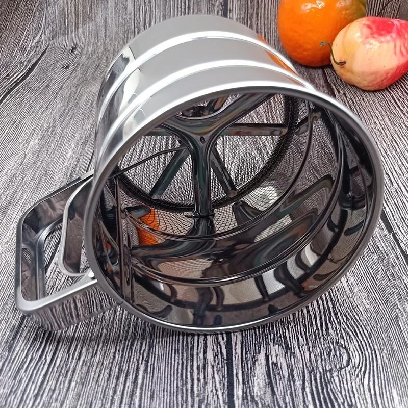 Stainless Steel Mesh Flour Sifter Mechanical Baking Icing Sugar Shaker Sieve Cup Shape Bakeware Baking Pastry Tools