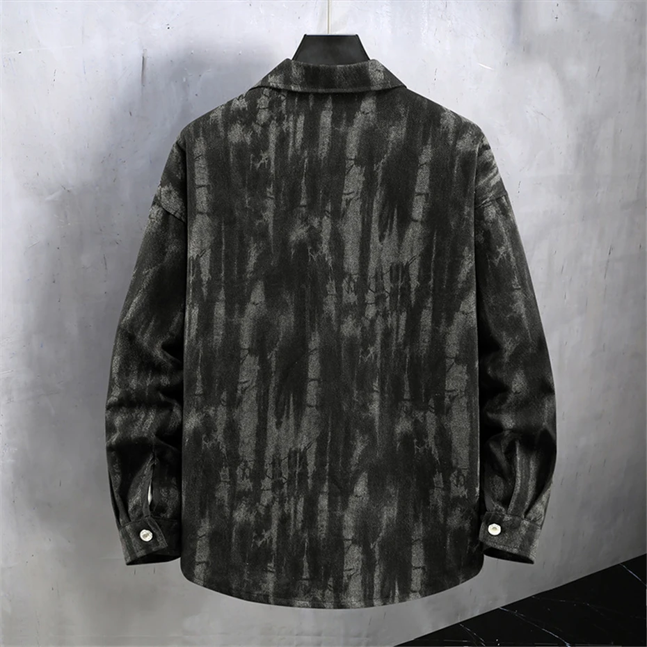 Vintage Gradient Tie-dyed Denim Jacket Men 11XL Plus Size Jean Jackets Coats Male Spring Autumn Cargo Denim Coat Big Size 11XL 4
