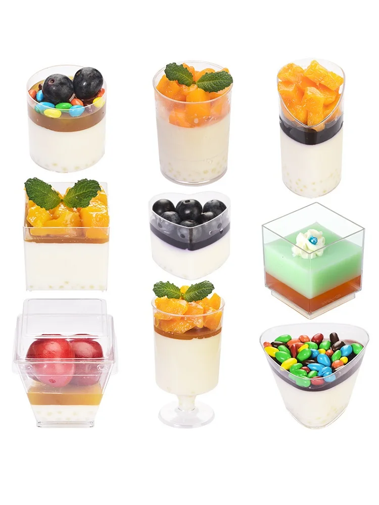50 Pièces Tasses à Dessert, Avec Cuillère Transparente