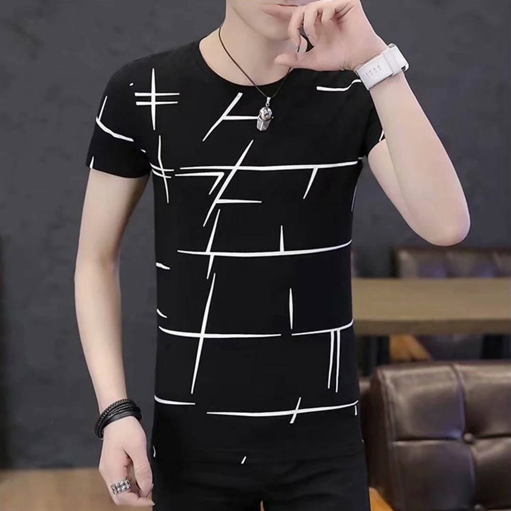 

Mens O-Neck Print T-shirt Fashion Blouse Pullover Short Sleeve Slim Fit Muscle Top Boyfriend's Casual Travel T-shirt Summer