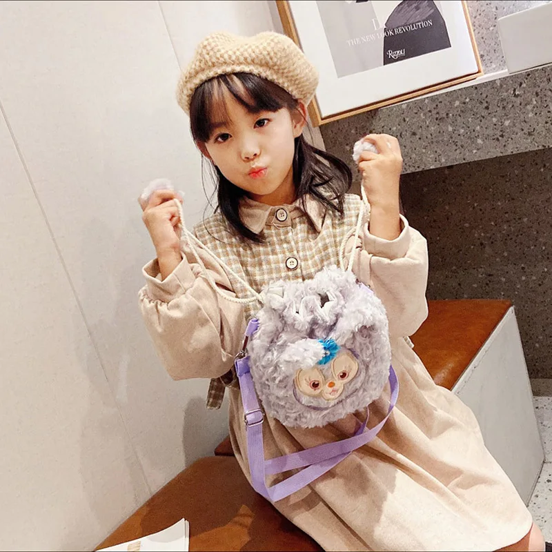 Disney Duffy Bear Girl Plush Bucket Backpack Cartoon Stellalou Cute Crossbody Coin Purse Shoulder Bag Elastic Band Mini Bags 3