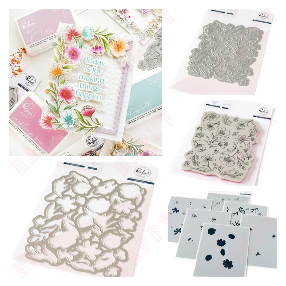 

Breezy Blossoms Winter Jasmine Stamps Metal Cutting Dies Hot Foil Scrapbook Paper Card Album DIY Craft 2024 New Decoration Photo