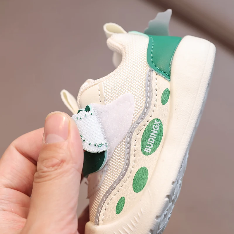 Children Sneakers Spring Autumn Baby Cute Cartoon Walking Shoes Boys Girls Dinosaur Sticker Casual Shoes