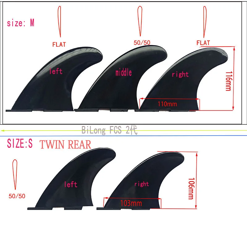 Surfboard Fins 3PCS Set BiLong FCS II G5 High Quality Plastic Nylon+fiberglass M Size New Surfing Quilhas Tri Fins surfboard fin