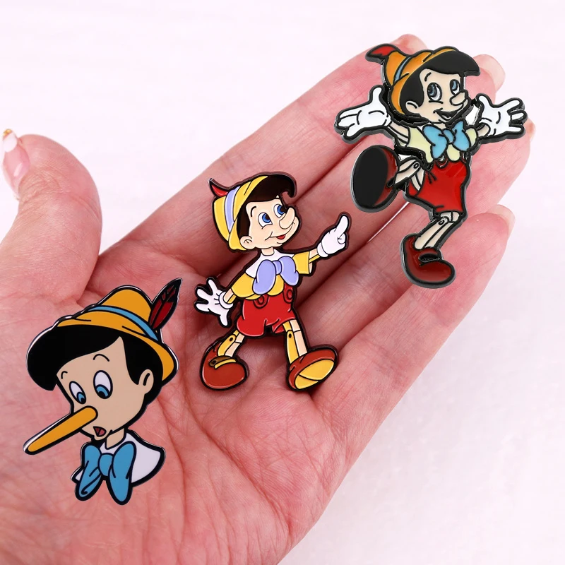 

Disney Pinocchio Cartoon Character Brooch Creative Enamel Pins School Bags Apparel Metal Accessories Jewelry Fashion Badges Gift