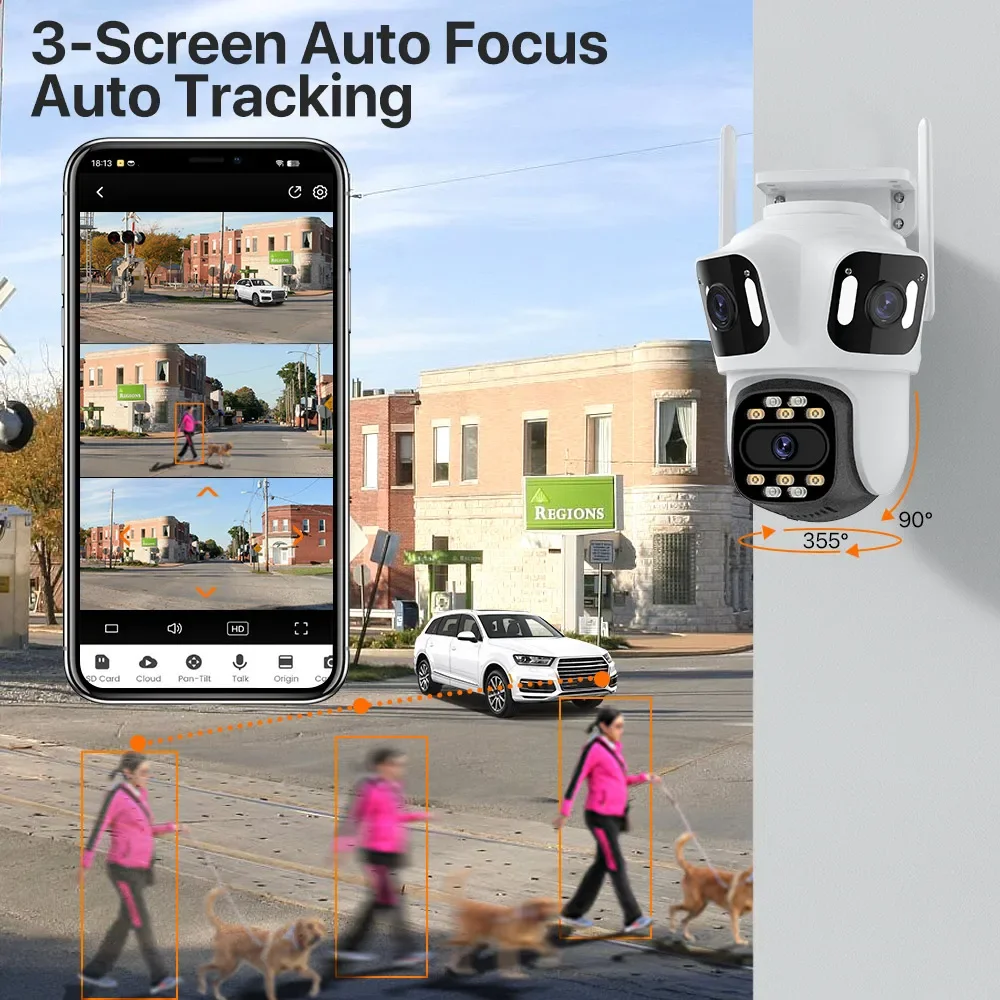 Three Lens Wifi IP Camera HD Outdoor Wireless Security CCTV Camera AI Detect Auto Tracking P2P Surveillance iCSee APP 3