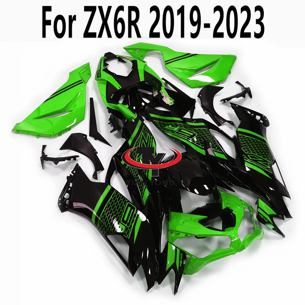 

Для ZX6R ZX 6R 636 2019 2020 2021 2022 2023 мотоциклетный полный комплект обтекателей кузов капота впрыскивание зеленый черный сетчатый принт