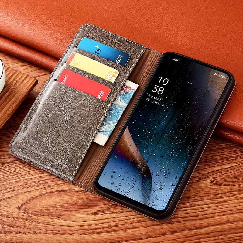 Crazy Horse Genuine Leather Flip Wallet Cover Case