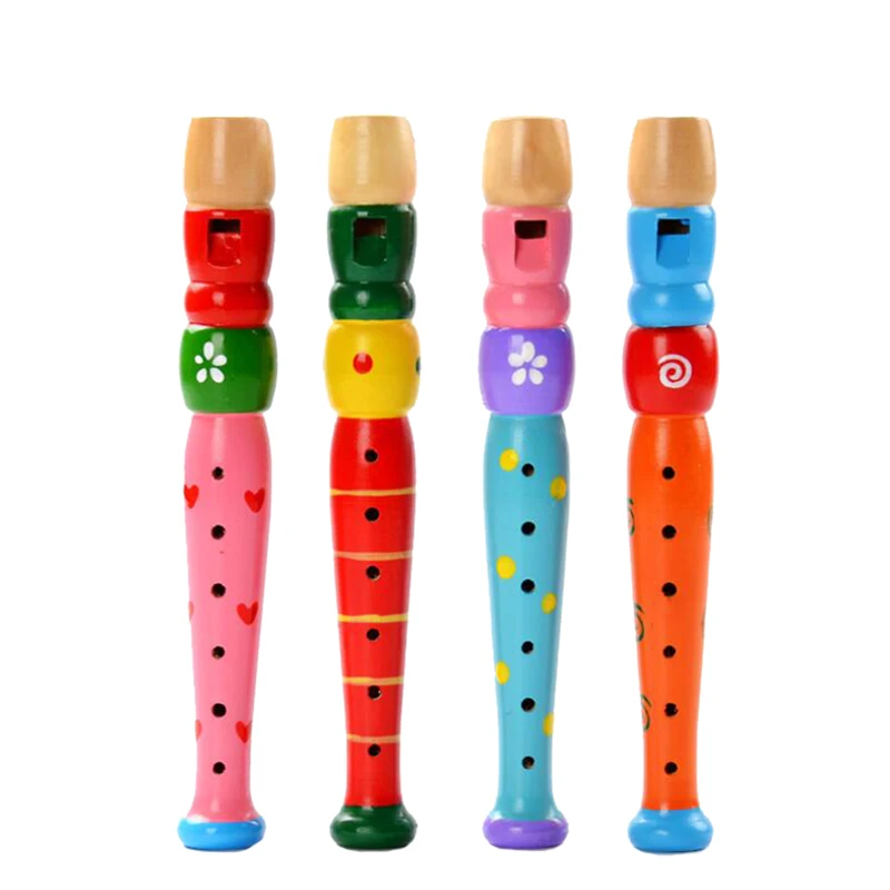 

1Pcs Wooden Children's Harp Colorful Wooden Flute Music Instrument Trumpet Kids Educational Musical Toys For Children