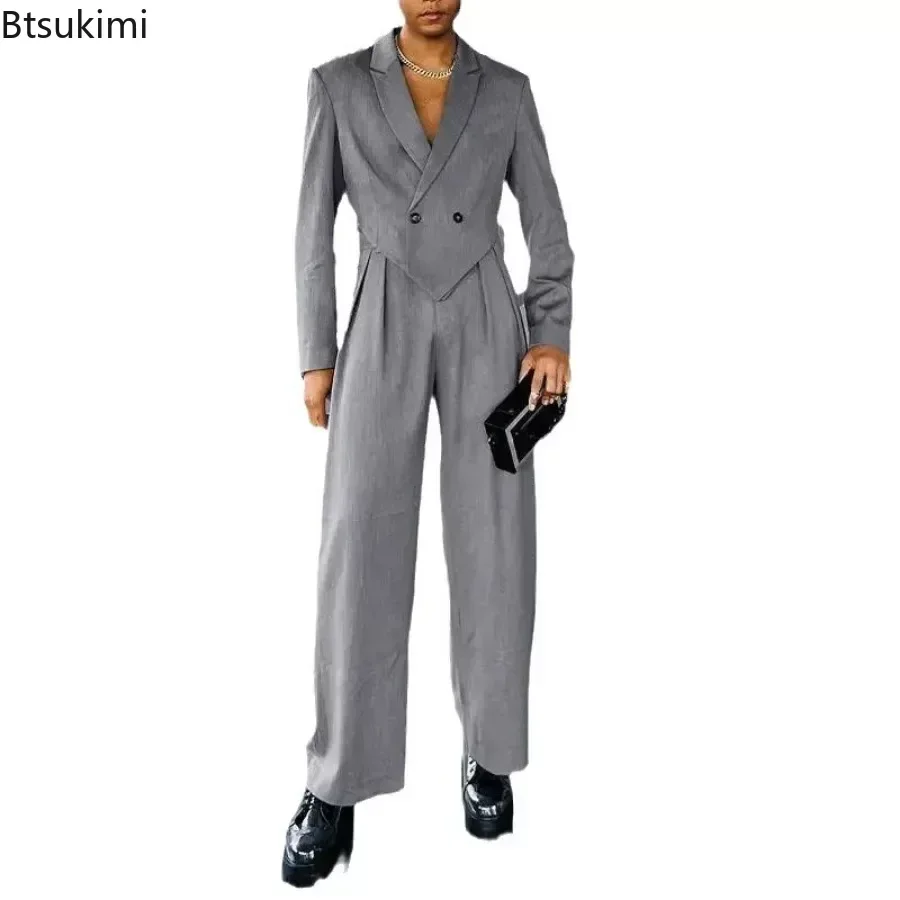2024Men's Vintage Lapel Suit Jackets and Trousers Sets Two Piece Luxury Club Party Wear Men's Outfits Fashion 2 Piece Pants Sets