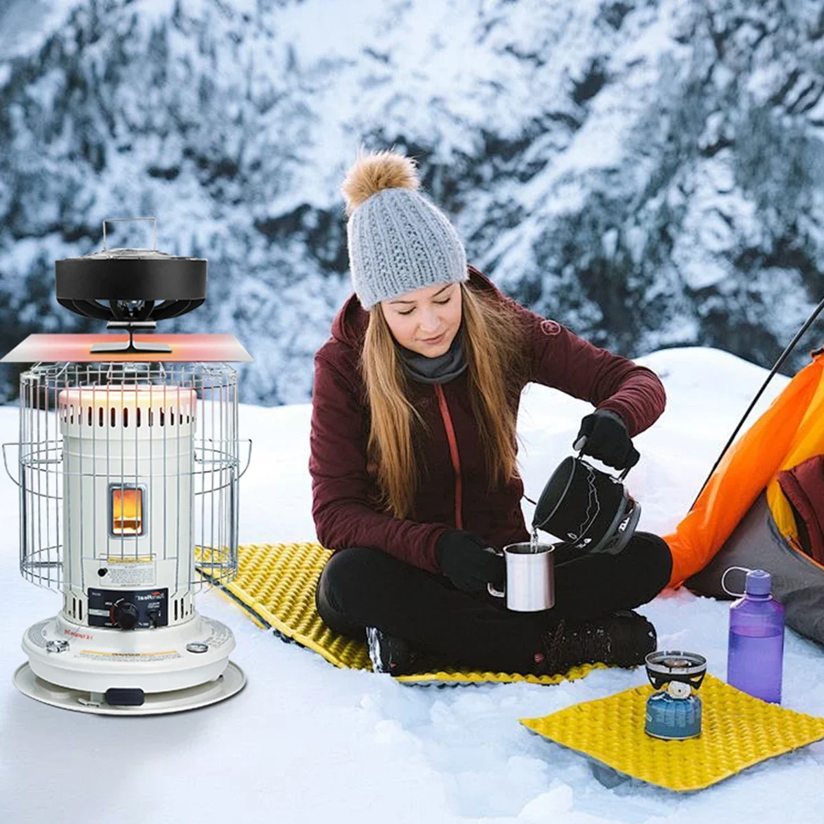 4 Blades Stove Fan Heat Powered Fireplace Fan Log Wood Burner Eco-fan Quiet Fireplace Home Winter Warm Heat Distribution무동력팬