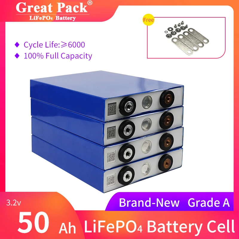 

3.2V 50Ah Brand New Grade A 100% Full Capacity LiFePO4 Battery Cell Rechargeable Deep Cycle Lithium Ion Solar Power Bank