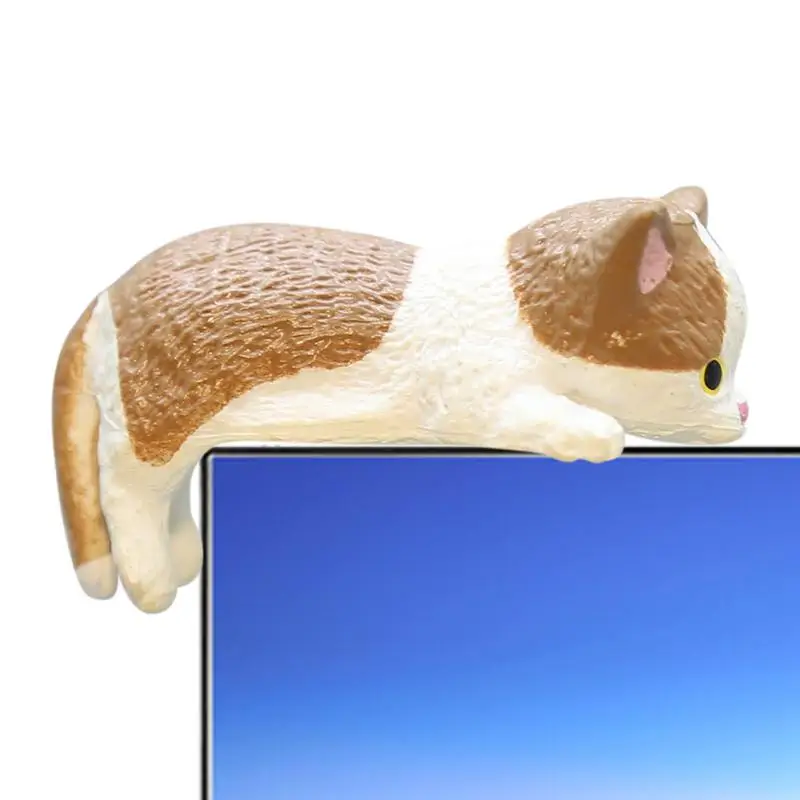 Miniature Cat Figurines Small Animal Cat Figurines Cute Cat Figurine Computer Monitor Decor Animal Cat Figurines for Home Desk - 2