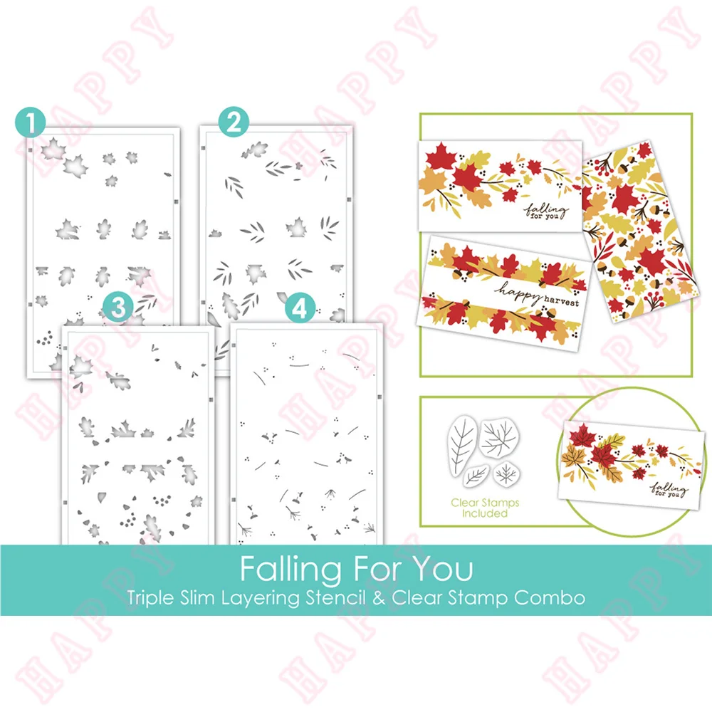 

Clear Stamp And Plastic Stencil Falling For You Embossing Mold Scrapbook Paper Craft Template Album Decoration Handmade 2022 New