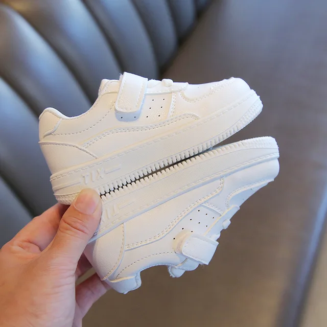 Kids White Leather Sneakers 4