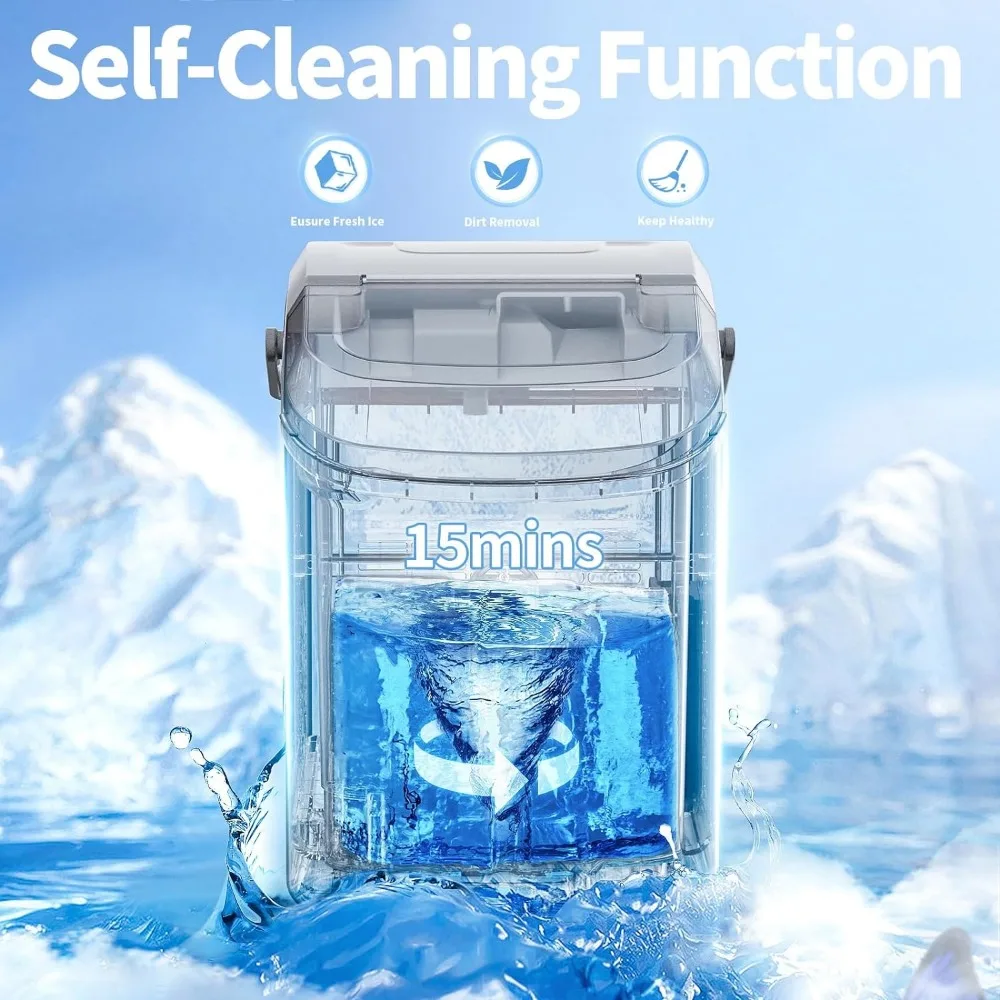 Description Picture 4 of itemNugget Countertop Ice Maker with Soft Chewable 34LBS/24H Pebble Portable Machine Scoop Self-Cleaning One-Click Operation