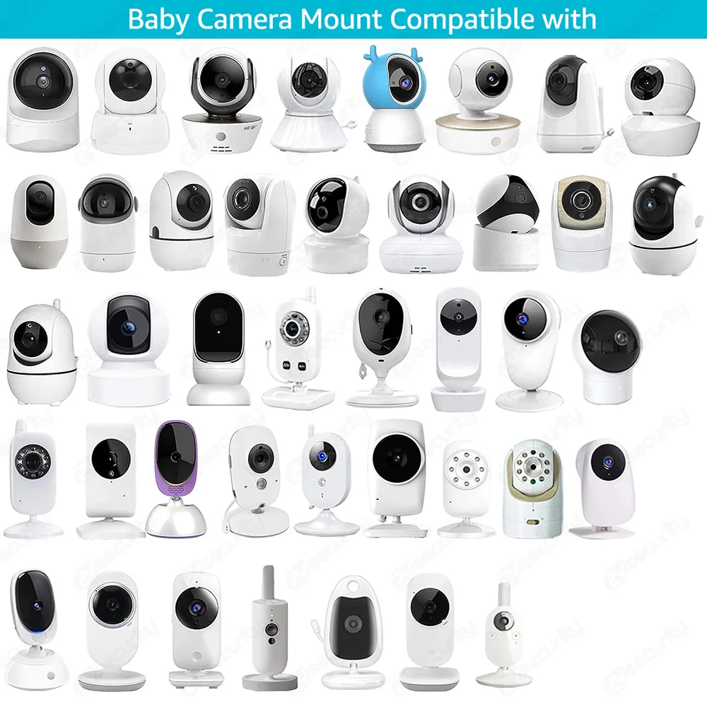 Supporto universale per baby monitor Supporto per videocamera per bambini in silicone flessibile bianco più lungo, supporto per telecamera IP ideale Supporto per tubo flessibile per asta per culla senza fori Montaggio