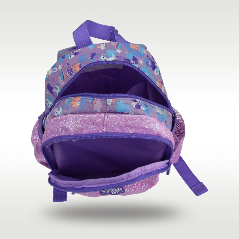 Australia Original Smiggle Children's Schoolbag Baby Shoulder Backpack Purple Moon Rabbit Korean Small Bags Girls 1-4 Years 11L