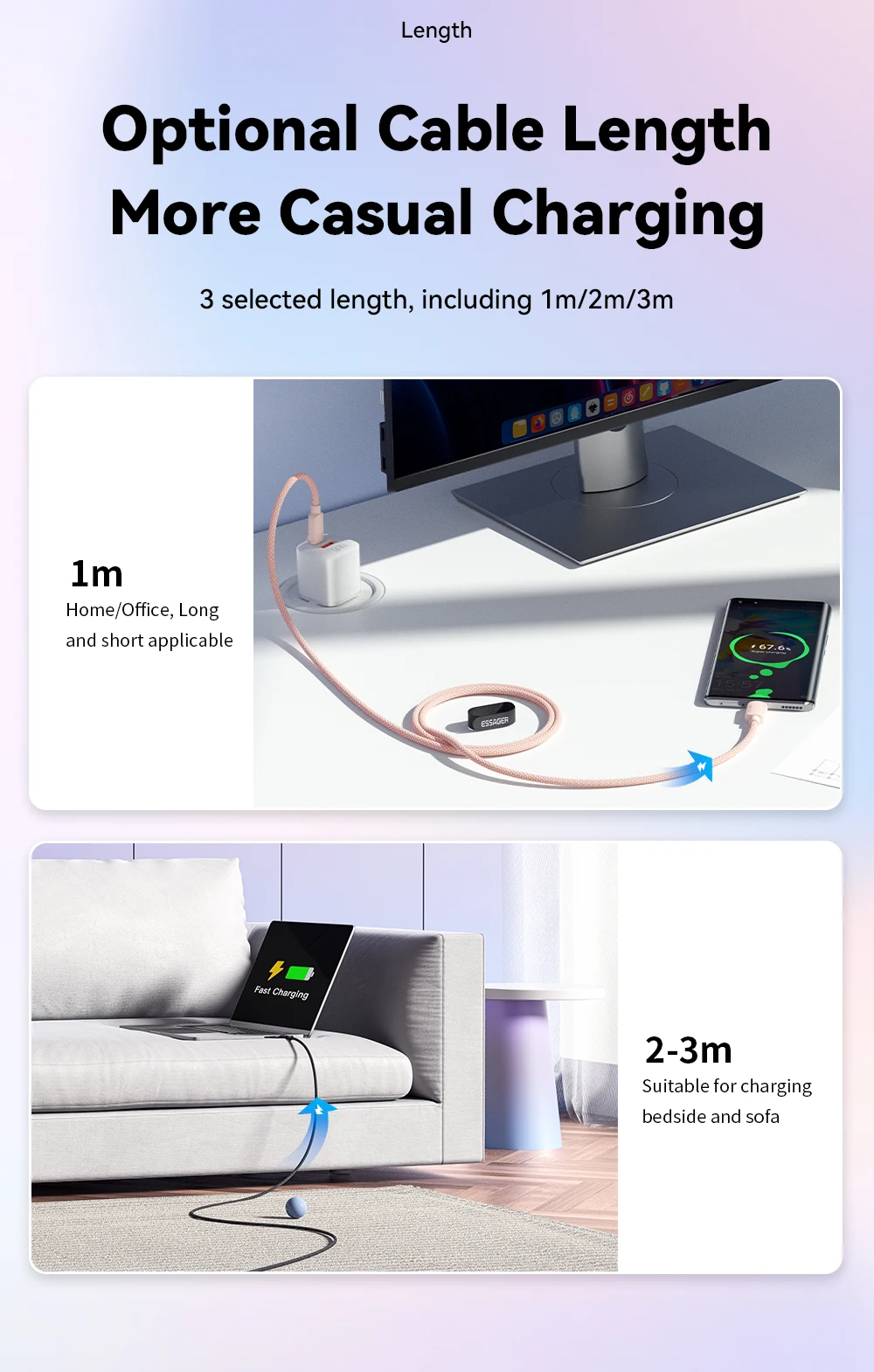 4Pcs 100W USB Type C Cable 5A PD Fast Charging Cable For iPhone 16 15 Pro Max Xi