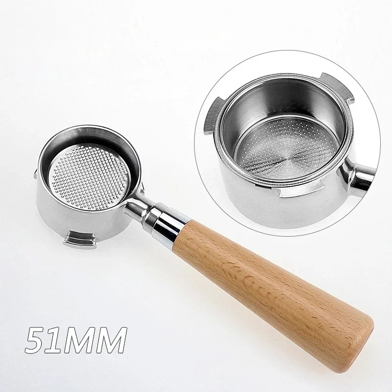 51mm caffè portafiltro senza fondo manico in legno per Delonghi decolla  ec680 ec685 cestello filtro di ricambio accessori Barista - AliExpress