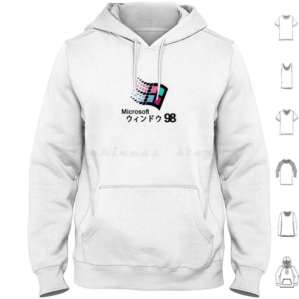 Best Seller-Microsoft Windows 98 Felpa Con Cappuccio Giapponese In Cotone A Maniche Lunghe Microsoft Windows 98 Giapponese Microsoft Windows 98