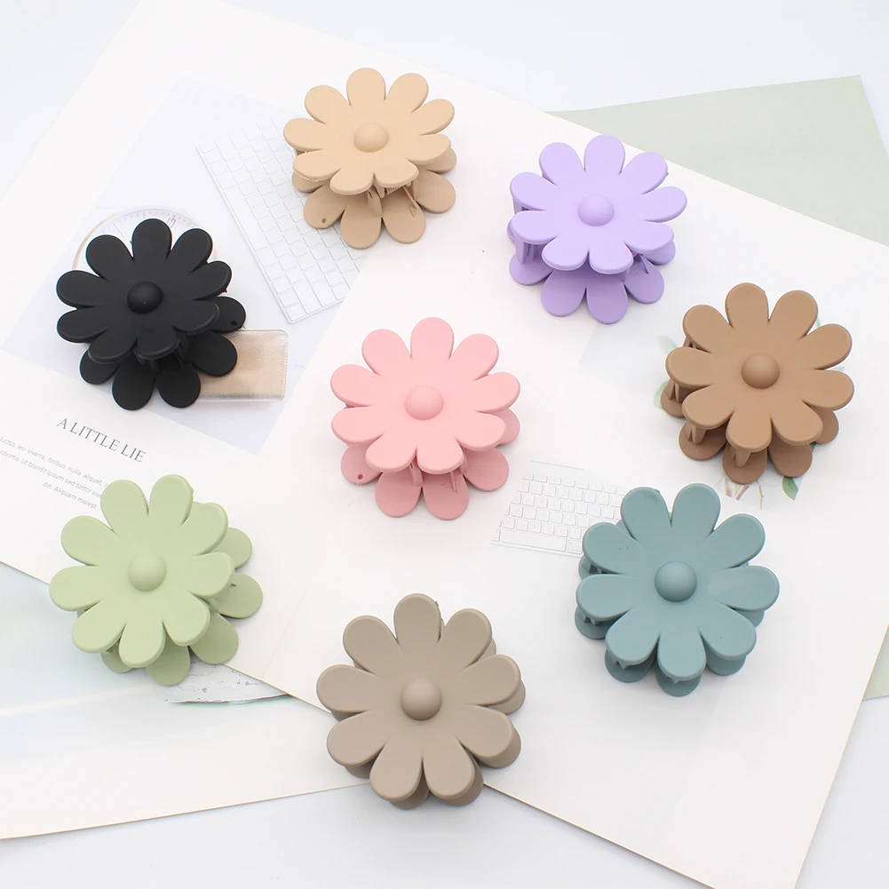 8Pcs/Set Hair Claw Floral Design Mix Color Thick Hair No-Slip Strong Hold Hair Clip Women Girl Hair Accessories 6 8pcs full set ins color fancy gem style stickers decor scrapbooking lable korean pearl stationery postcards sticker suppli
