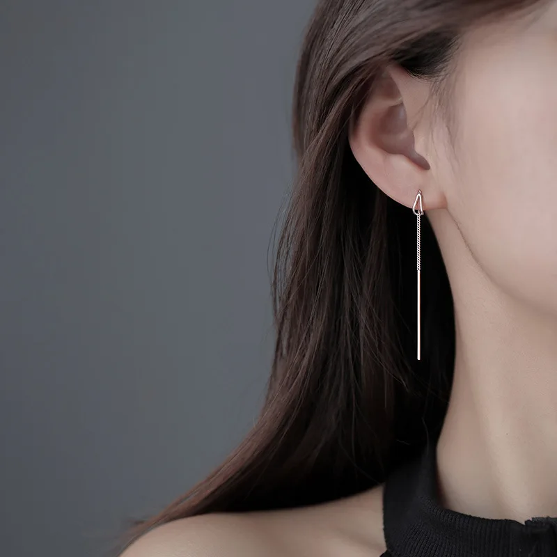 Fashion Box Chain Tassel Drop Earrings for Women Long Dangle Earring Piercing Line Accessories Thin Mini Trendy Ear Jewelry