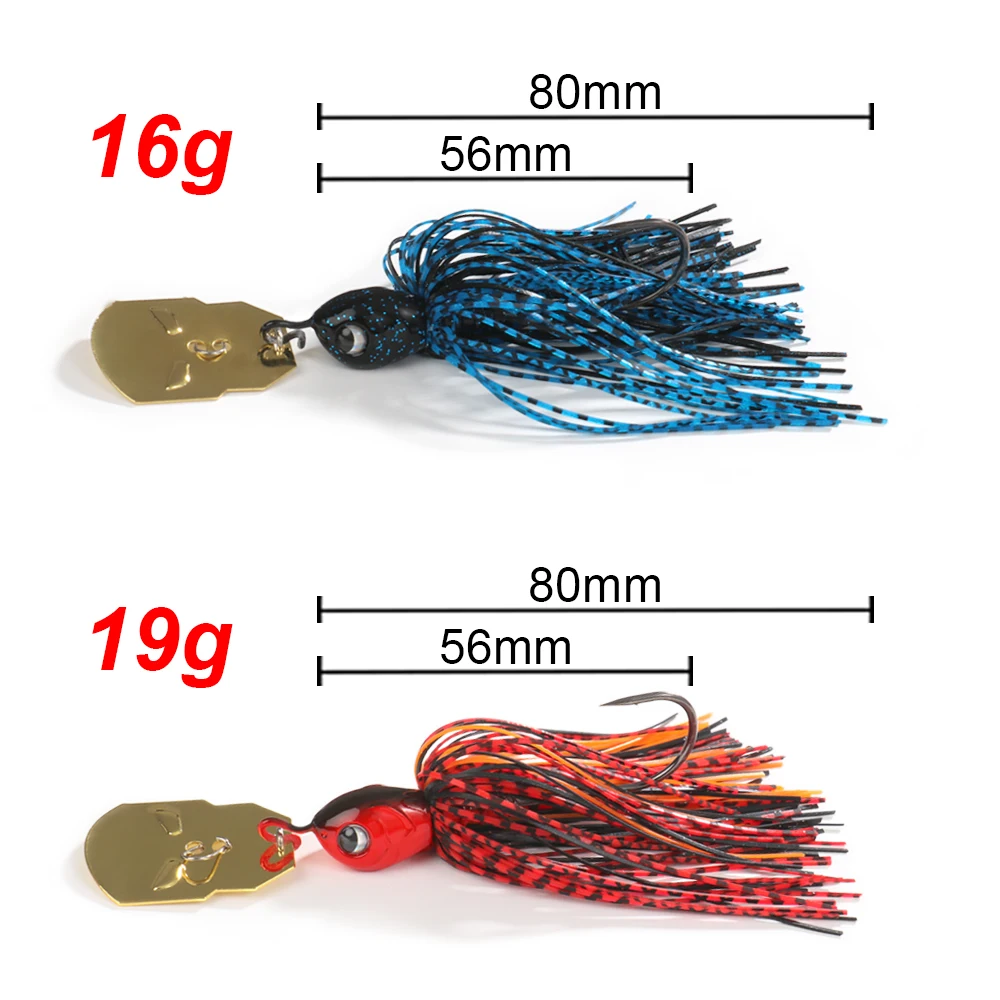 1-5Pcs Chatterbait 16g 19g Angeln Lockt Pesca Silikon Röcke Wobble Klinge Löffel Gummi Jig Kopf haken Draht Swimbait Spinner Köder
