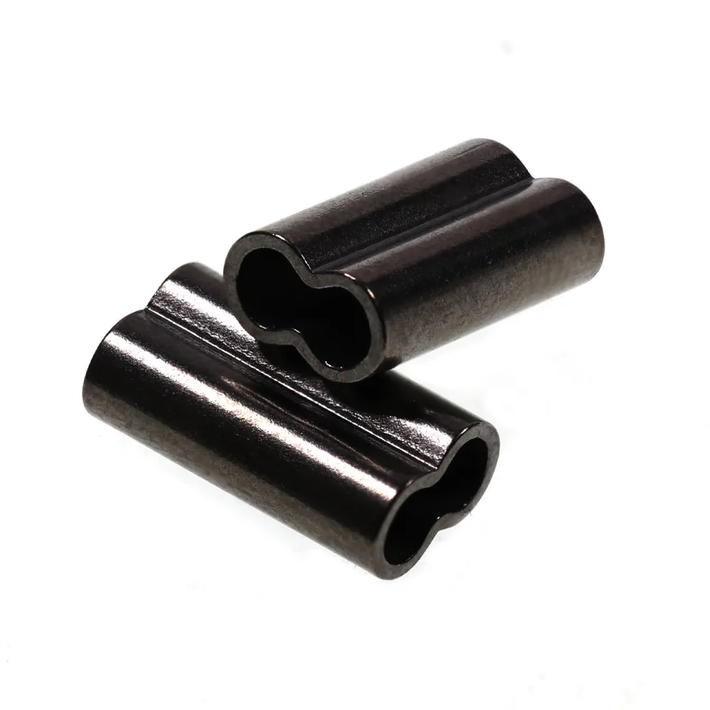 Description Picture 3 of item100pcs Black Mini Double Barrel Copper Sleeves for Mono Steel Wire Crimps Fix Tube Saltwater Fishing Rigging Accessories