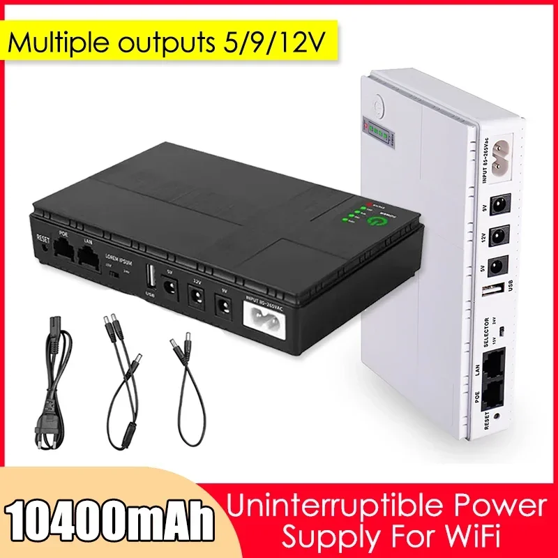 10400mAh Large Capacity Backup Power Adapters UPS 5V 9V 12V Uninterruptible Power Supply for WIFI Router Portable 8800mAh