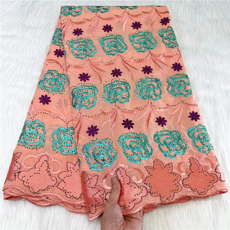 

5 yard Swiss lace fabric heavy beaded embroidery African 100% cotton fabrics Swiss voile lace popular Dubai style 7L101001