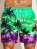 Summer Men's Loose Beach Shorts Drawstring Quick Dry Coconut Tree Shorts For Men 3D Print Casual  Sport Shorts for male 5
