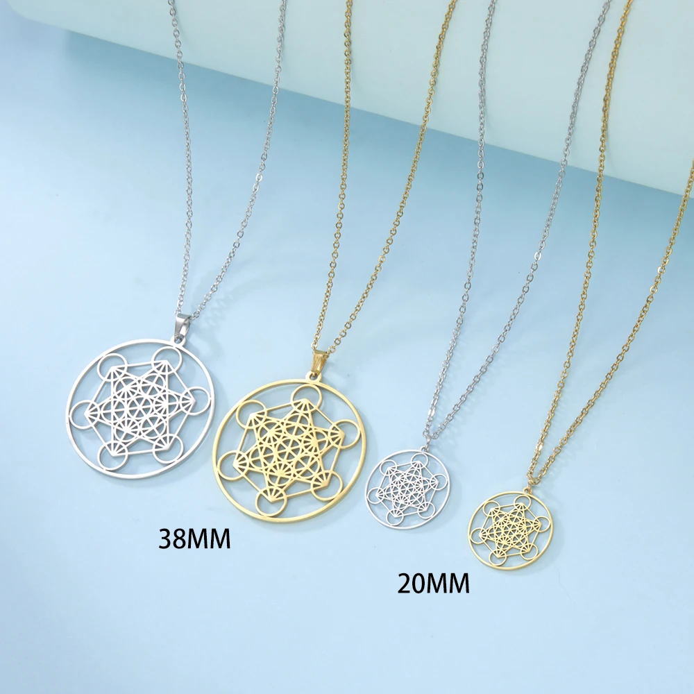 Sacred Geometry Archangel Metatron Cube Stainless Steel Charm Pendants